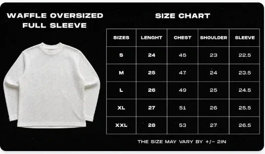 Exquisite Black Waffle Knit Oversized Full-Sleeve