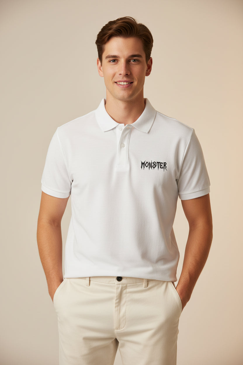 Monster White Polo T-shirt