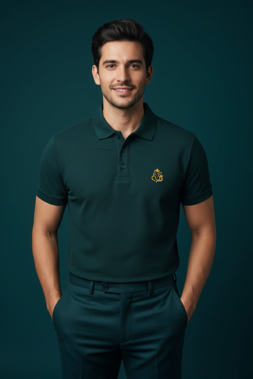 Ganesha Petrol Blue Polo T-shirt