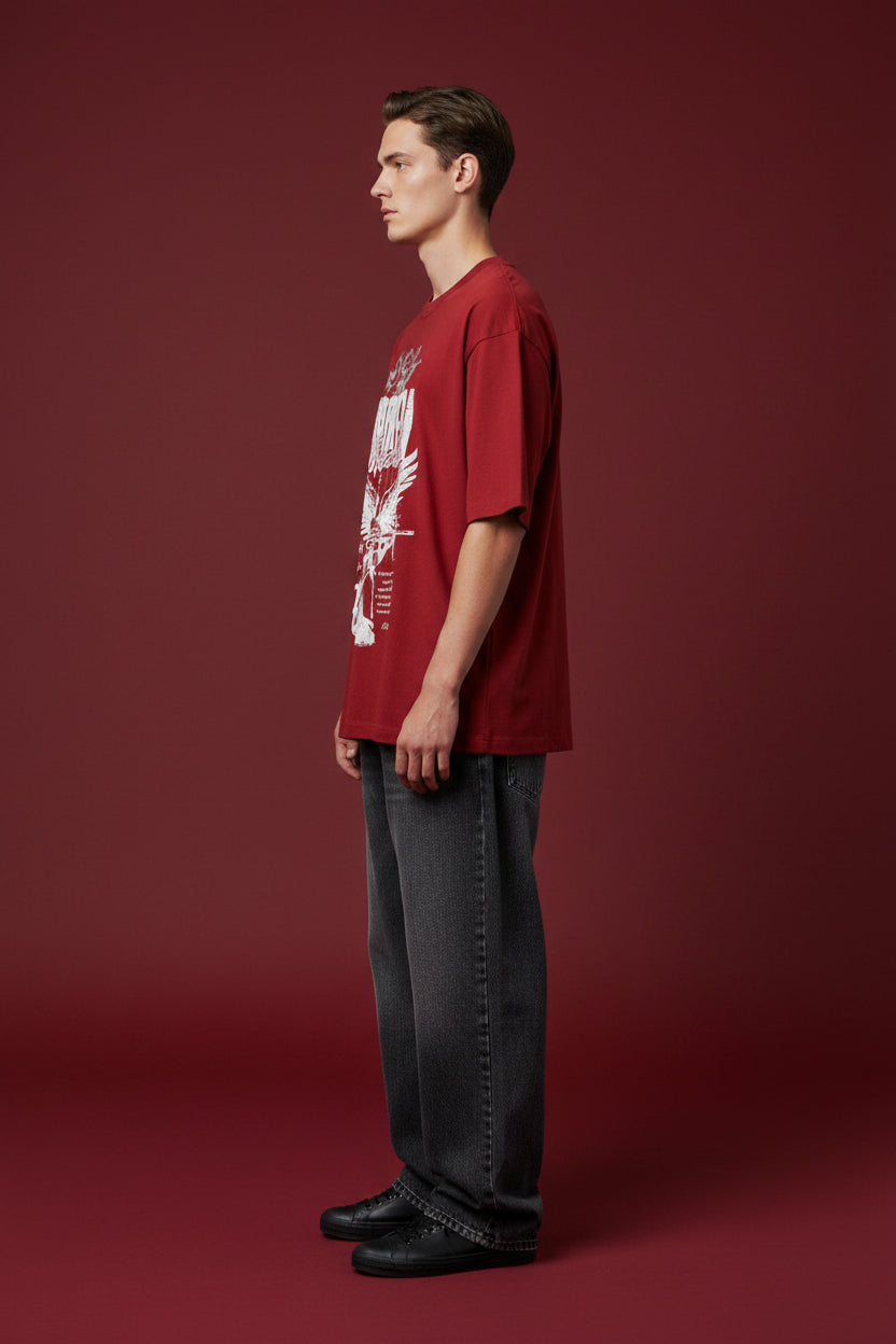 Broken Angel Red Oversized Classic T-Shirt