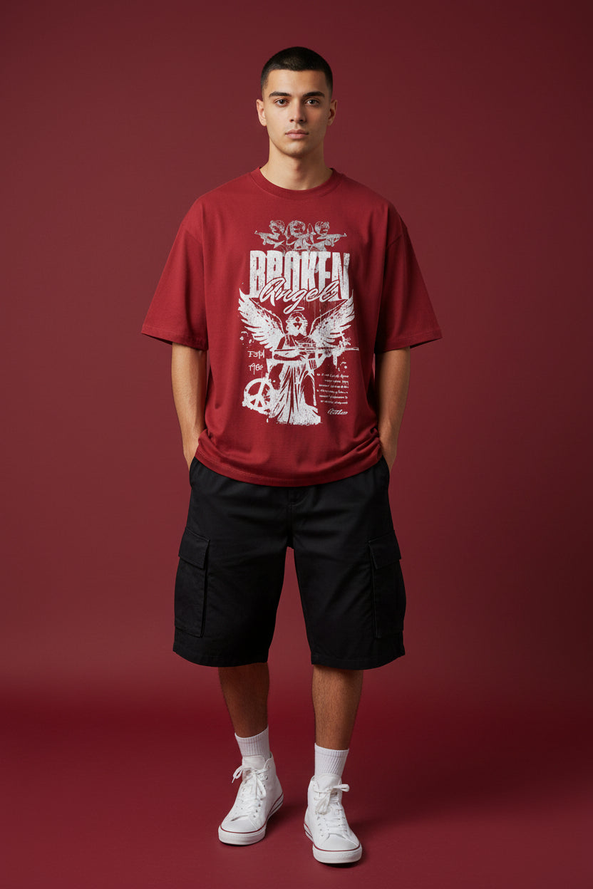 Broken Angel Red Oversized Classic T-Shirt