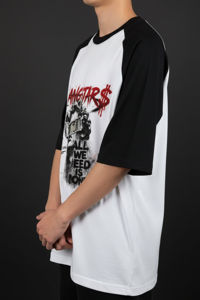 Gangstars Black&White Oversized Raglan T-shirt