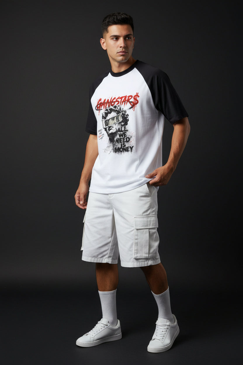 Gangstars Black&White Oversized Raglan T-shirt