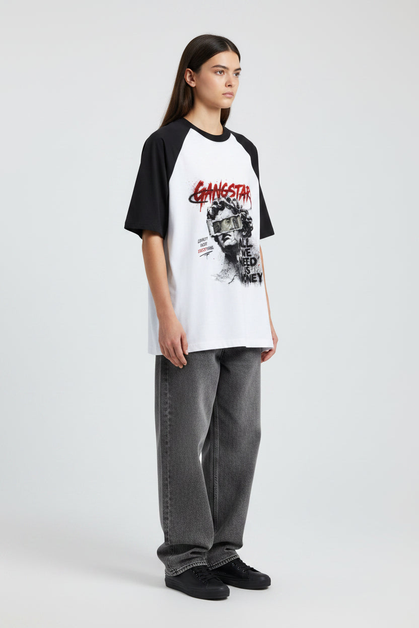 Gangstars Black&White Oversized Raglan T-shirt