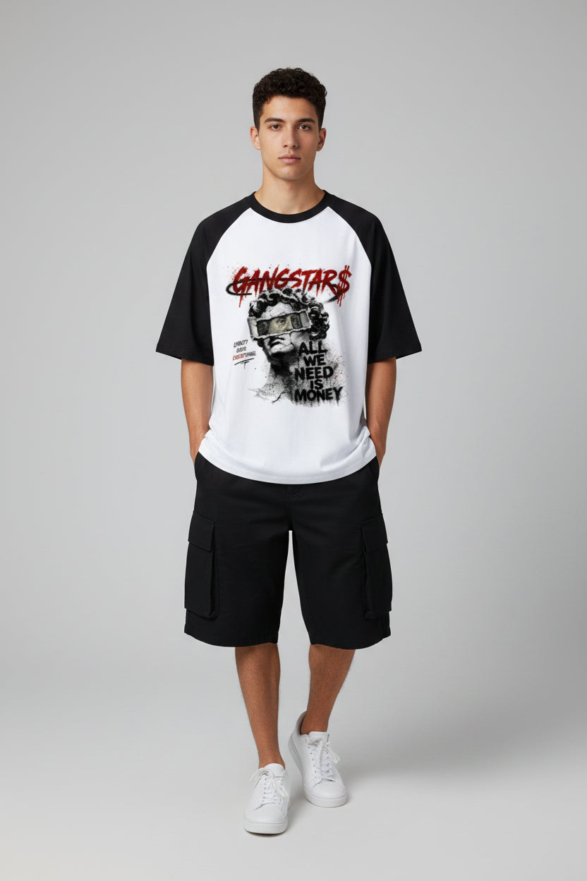 Gangstars Black&White Oversized Raglan T-shirt