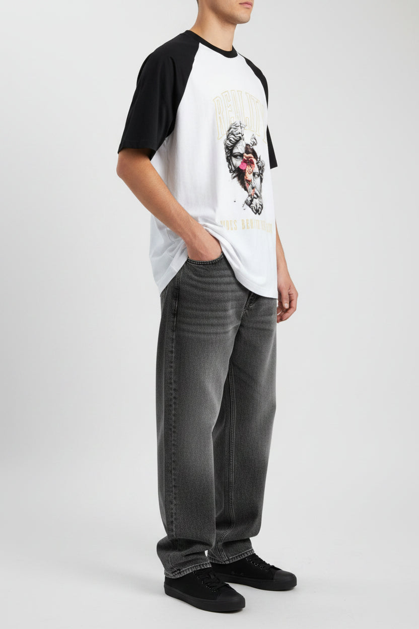 Reality Black&White Oversized Raglan T-shirt