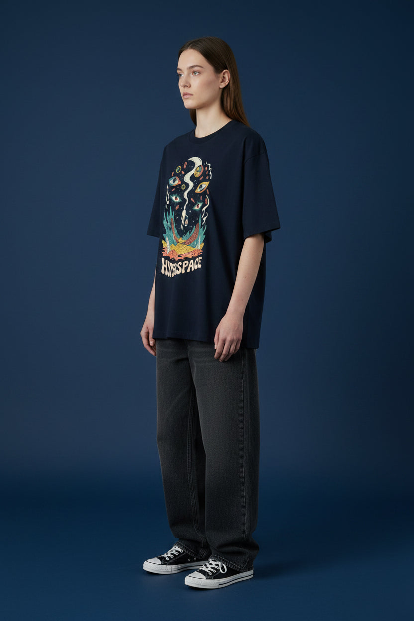 Hyperspace Navy Blue Oversized Classic T-Shirt