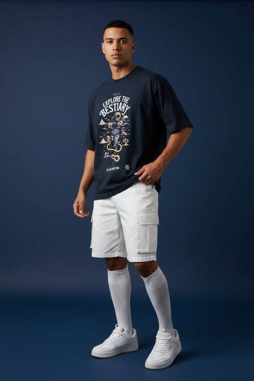 Bestiary Navy Blue Oversized Classic T-Shirt