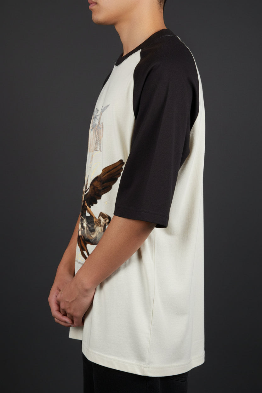 Rhude Coffee  Brown Off Whhite Oversized Raglan T-shirt