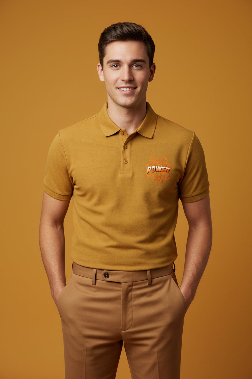 Power Annamalai Mustard Yellow Polo T-shirt