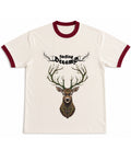 Off White & Maroon Ringer tee Front Design