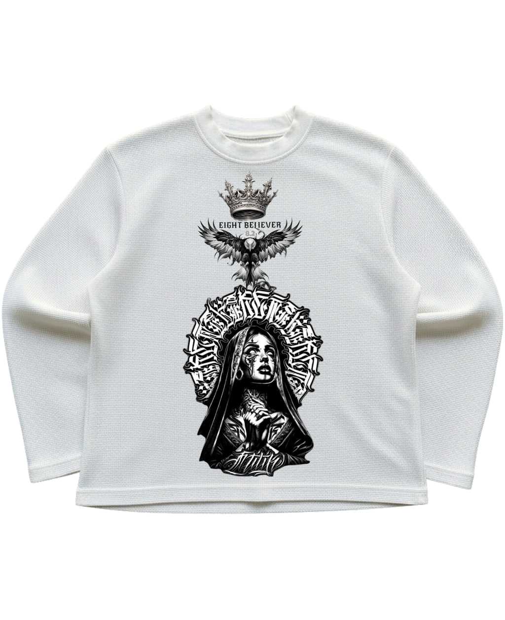 Off-white waffle knit oversized full-sleeve Front Design
