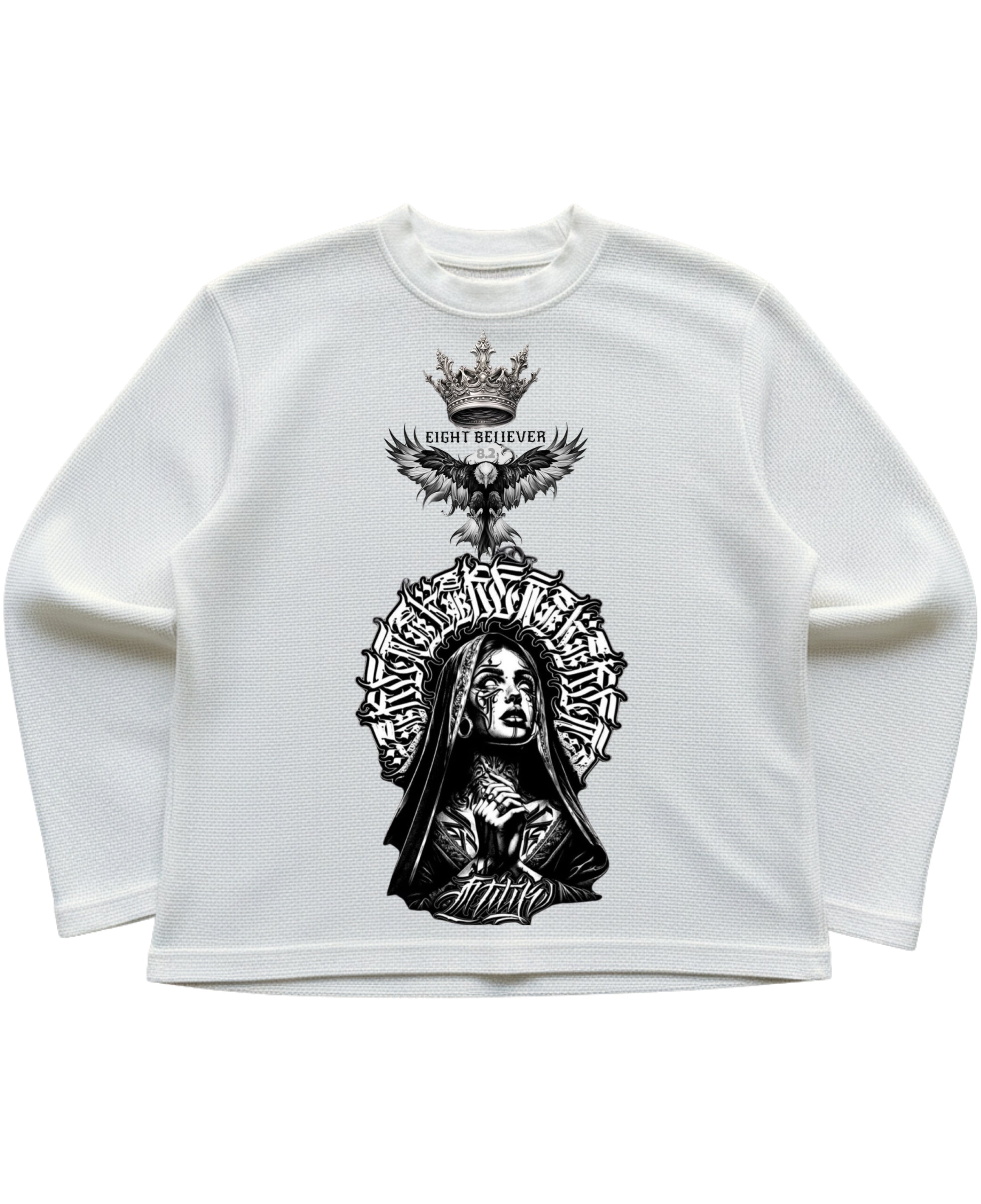 Off-white waffle knit oversized full-sleeve Front Design