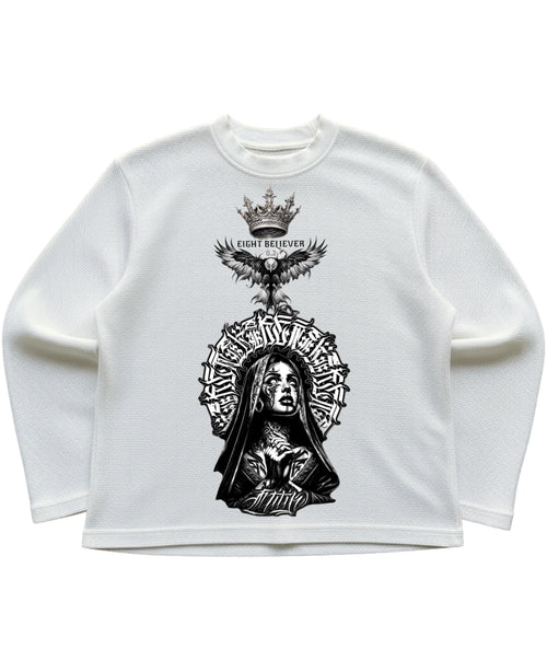 Off-white waffle knit oversized full-sleeve Front Design