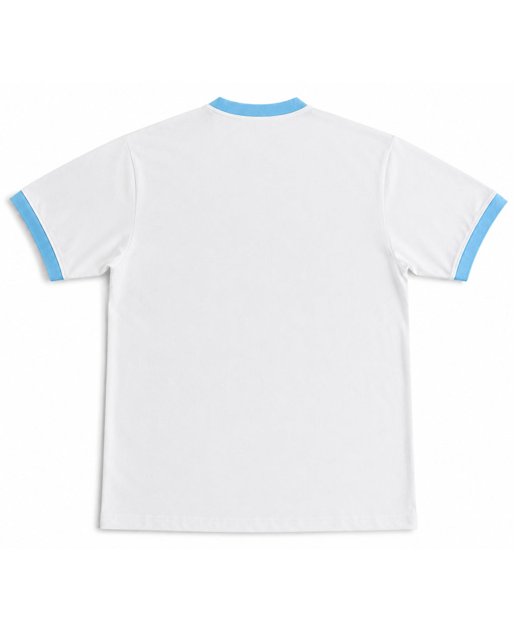 White & Sky Blue Ringer tee Back Design