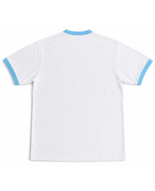White & Sky Blue Ringer tee Back Design