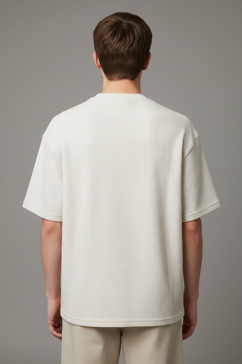 Off-white waffle boxy fit Back Design