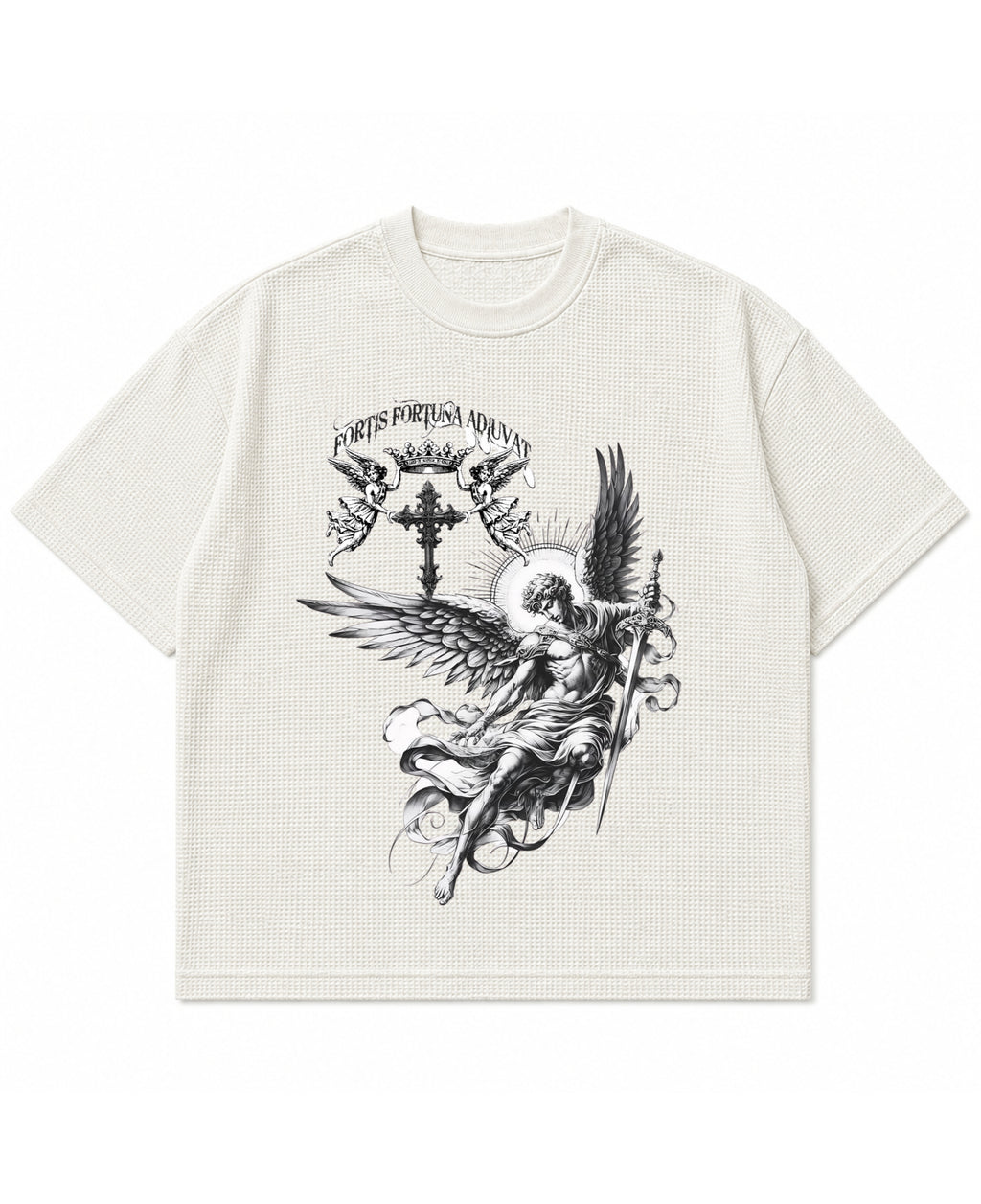 Off-white waffle boxy fit Front Design