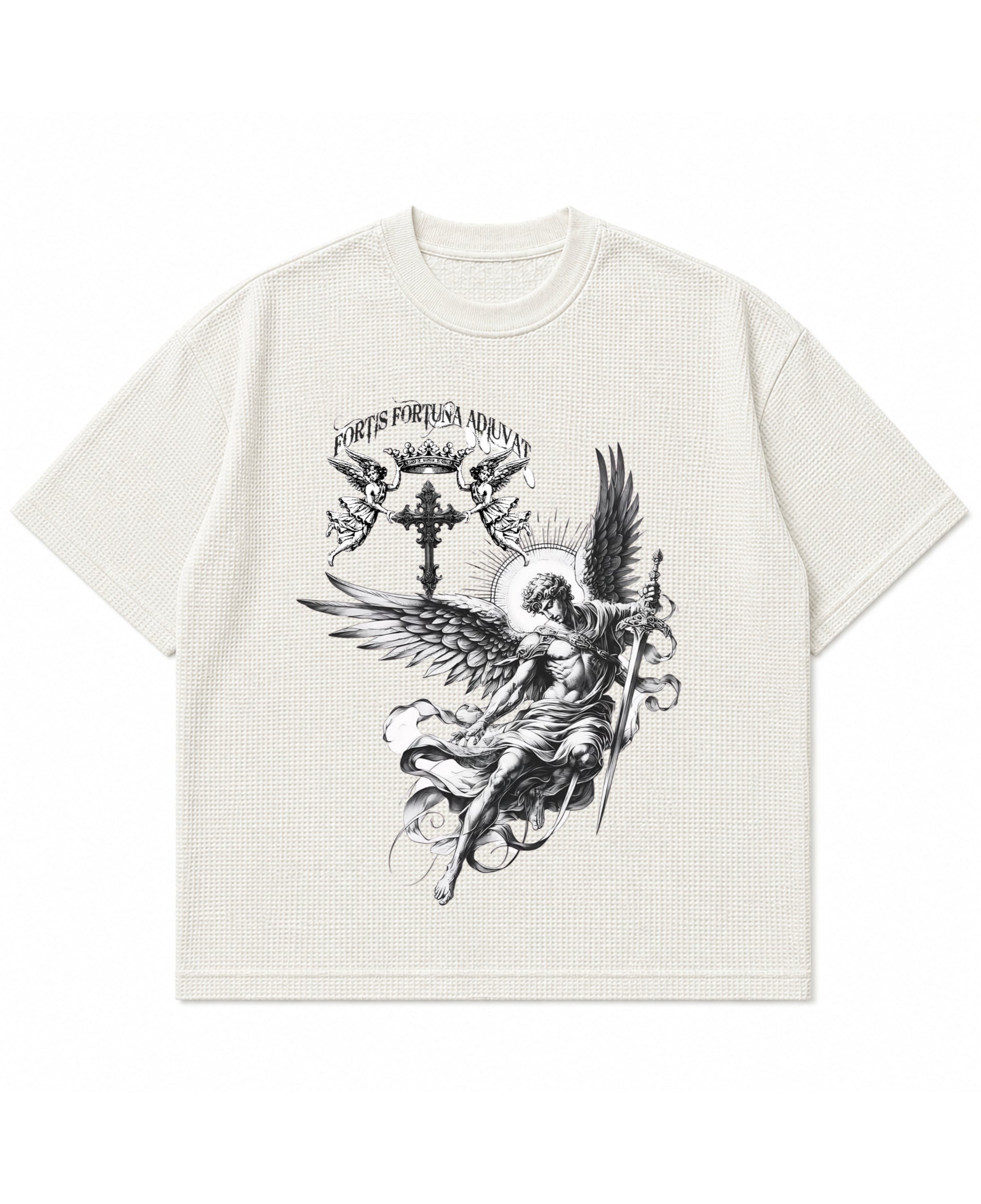 Off-white waffle boxy fit Front Design