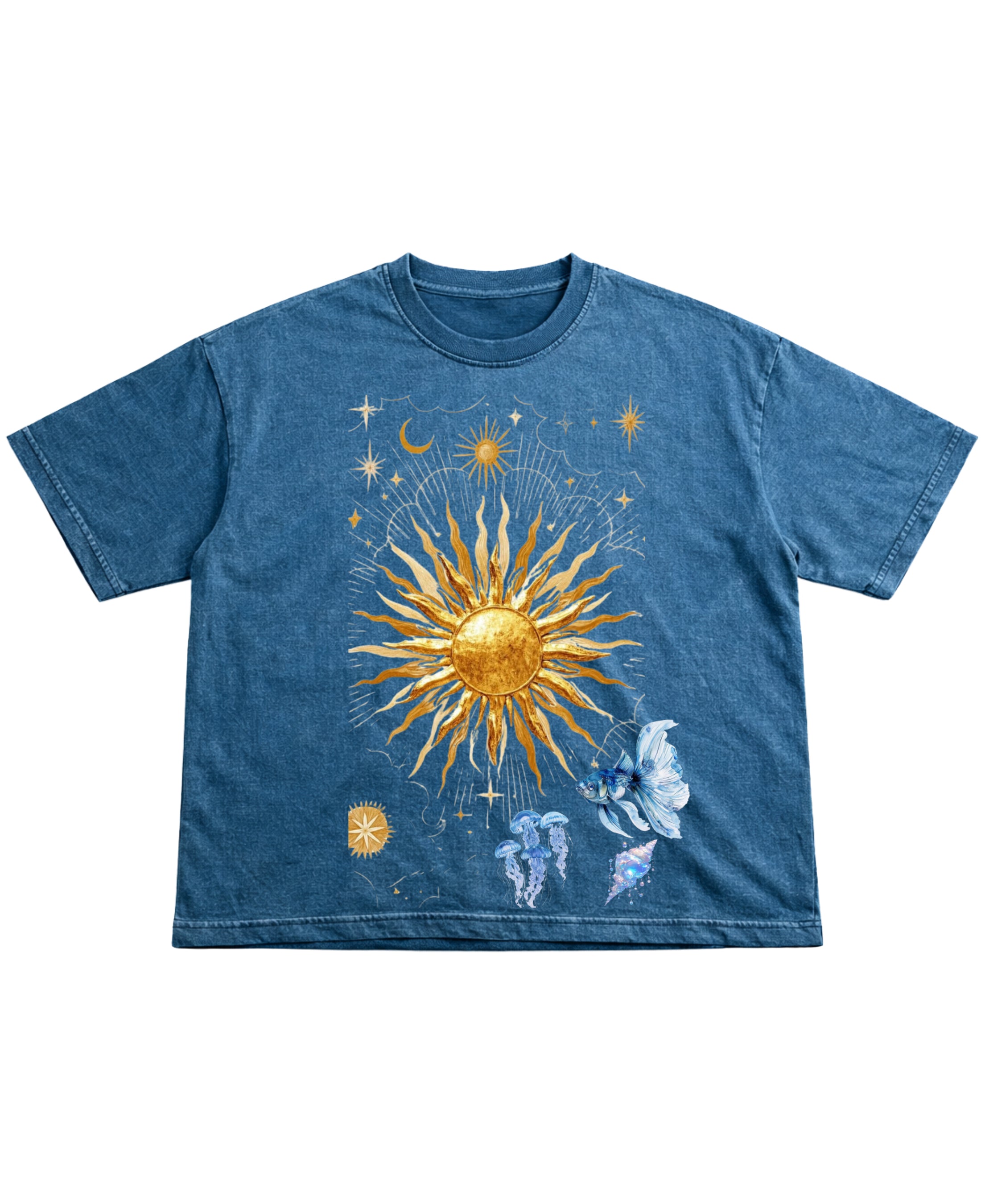 Denim Wash Boxy Fit T-shirt Front Design