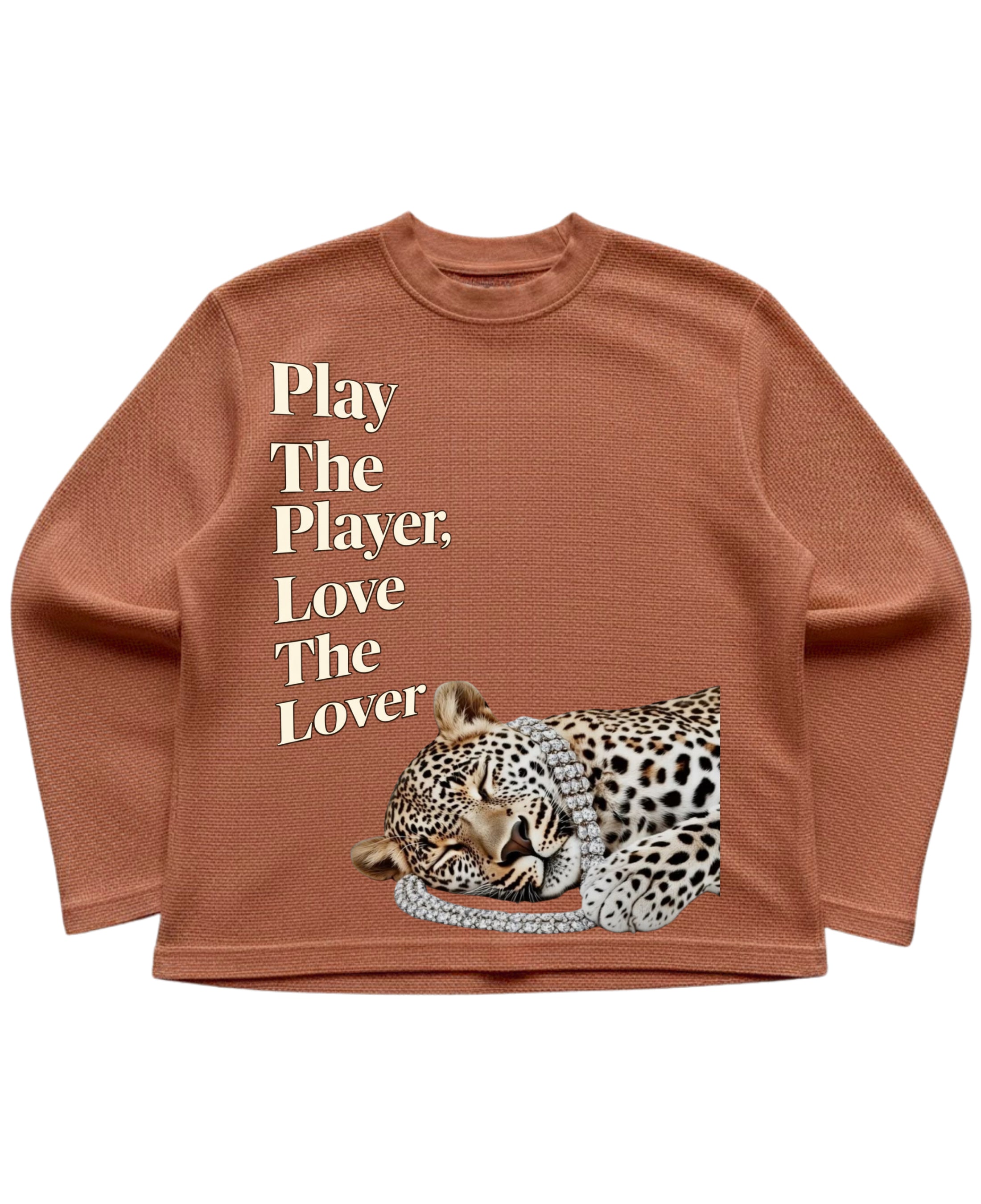 Brown waffle knit oversized full-sleeve Front Design