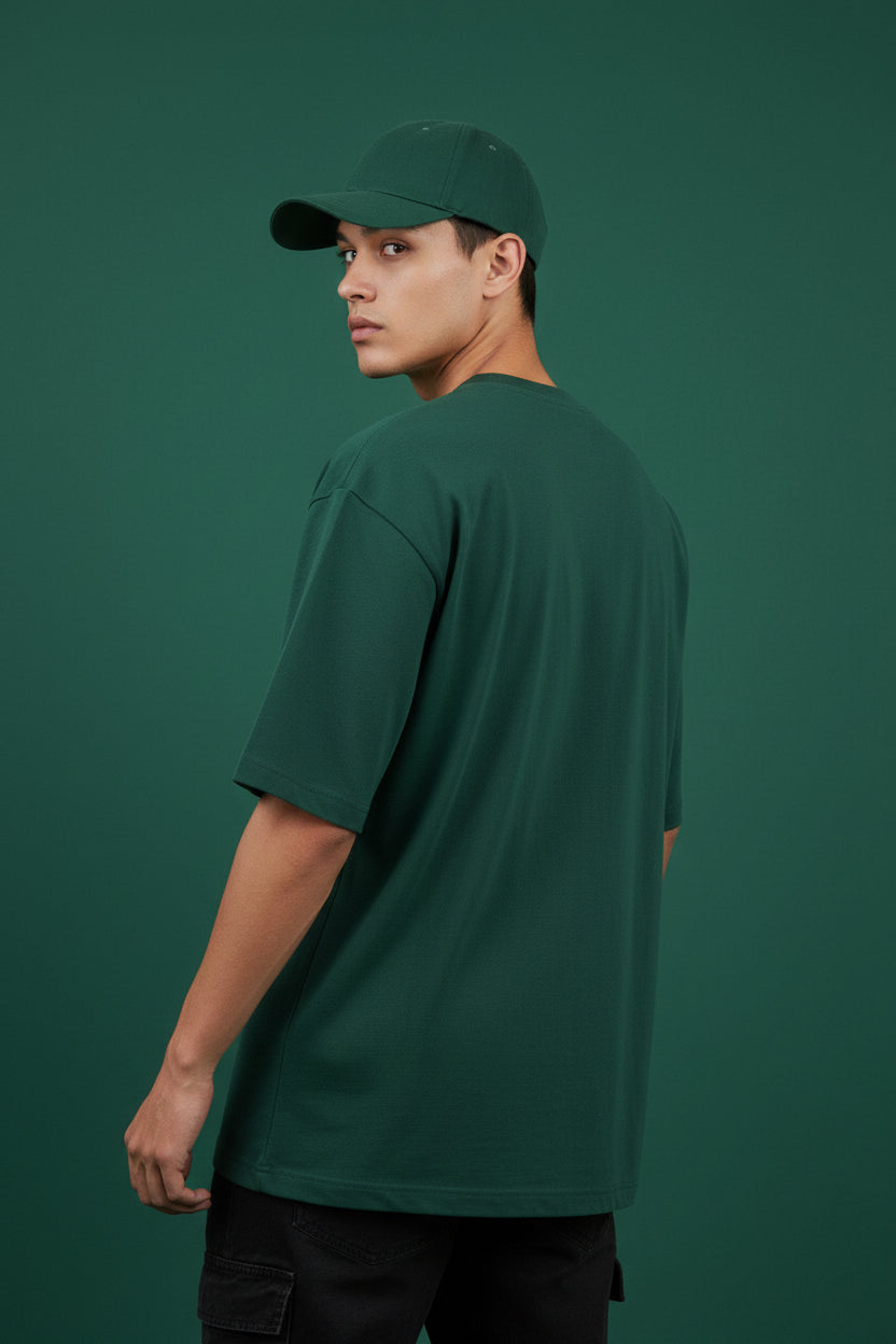 Bottle Green Oversized T-Shirt Back Design