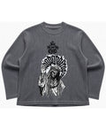 Acidwash waffle knit oversized full-sleeve Front Design