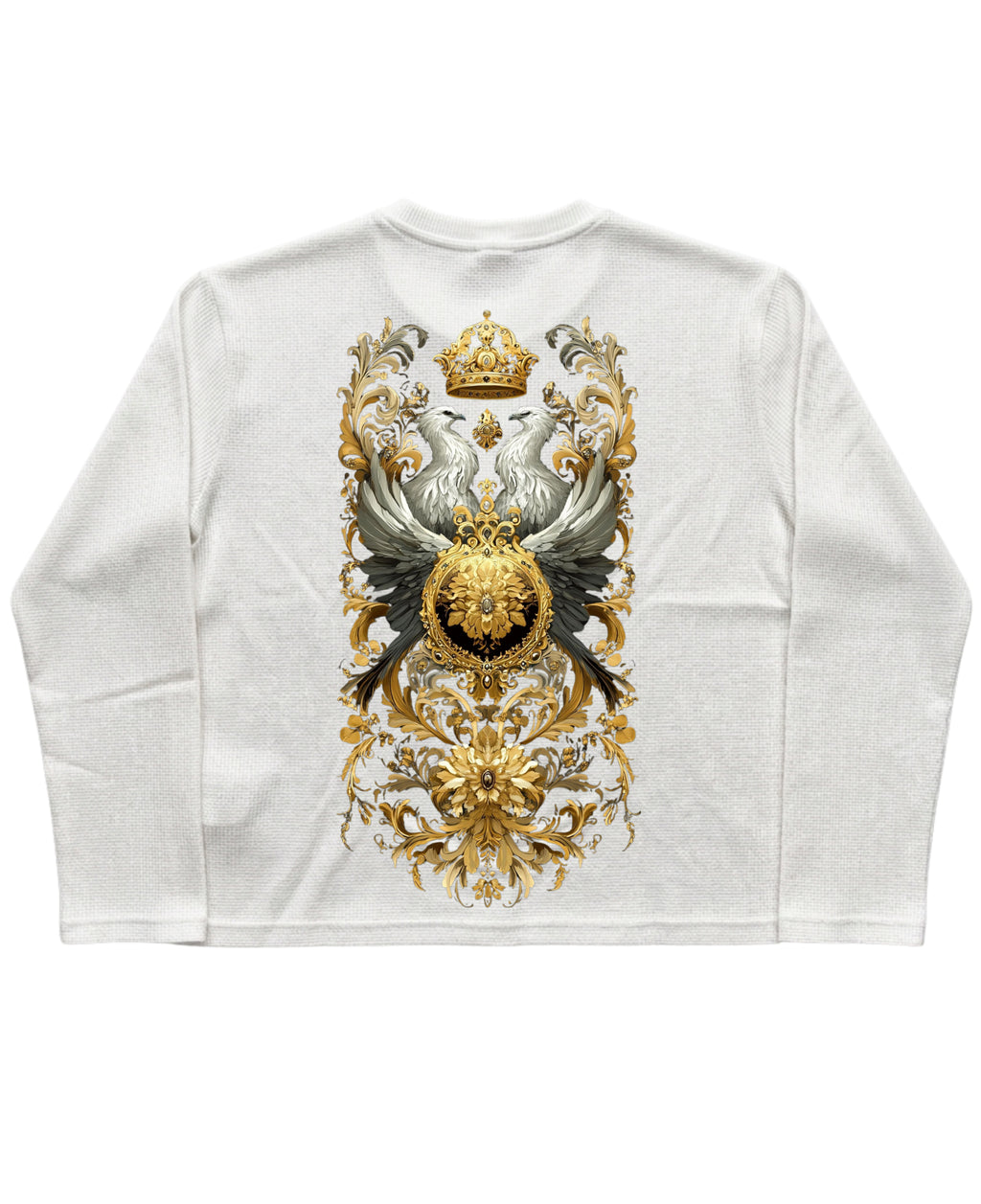 White Henley waffle knit Back Design