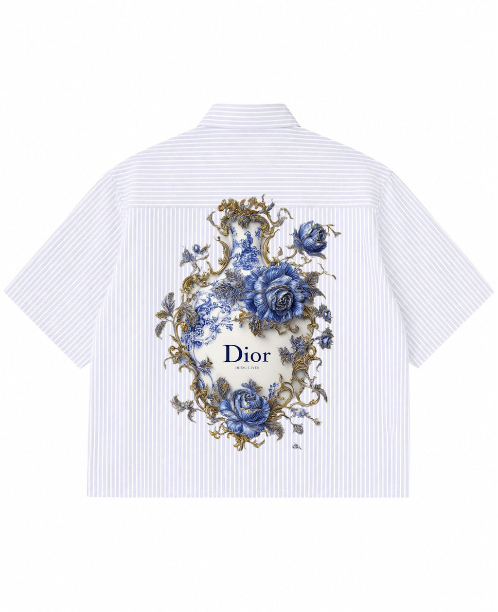 Blue Striped Oxford Boxy Shirt Back Design