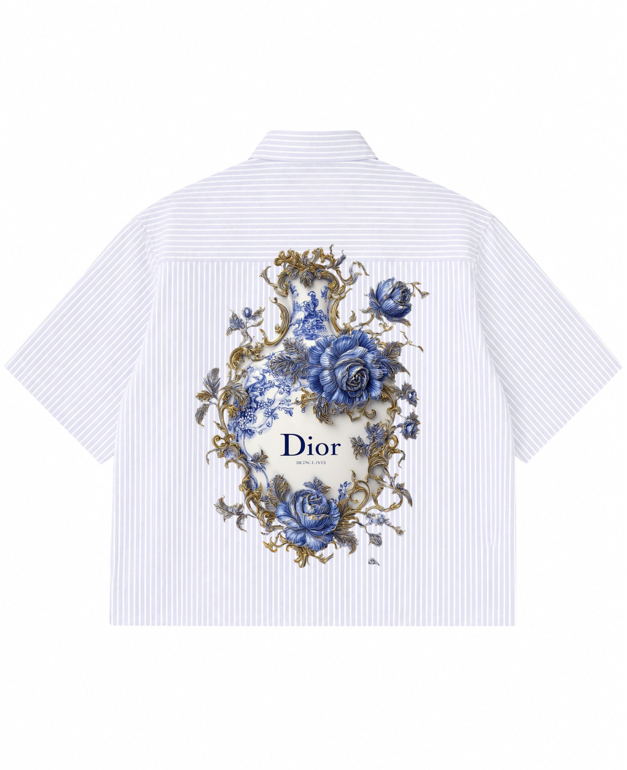 Blue Striped Oxford Boxy Shirt Back Design