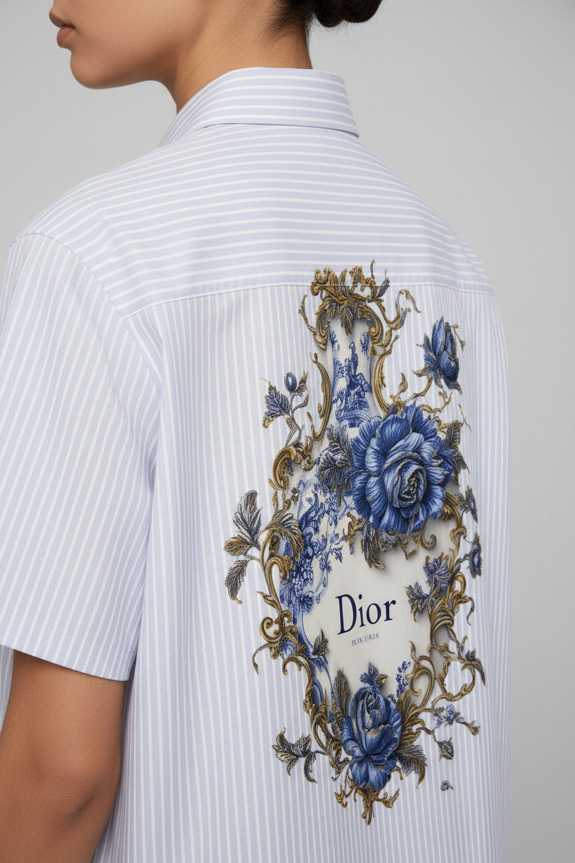 Blue Striped Oxford Boxy Shirt Back Design