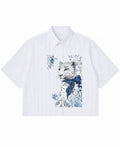 Blue Striped Oxford Boxy Shirt Front Design
