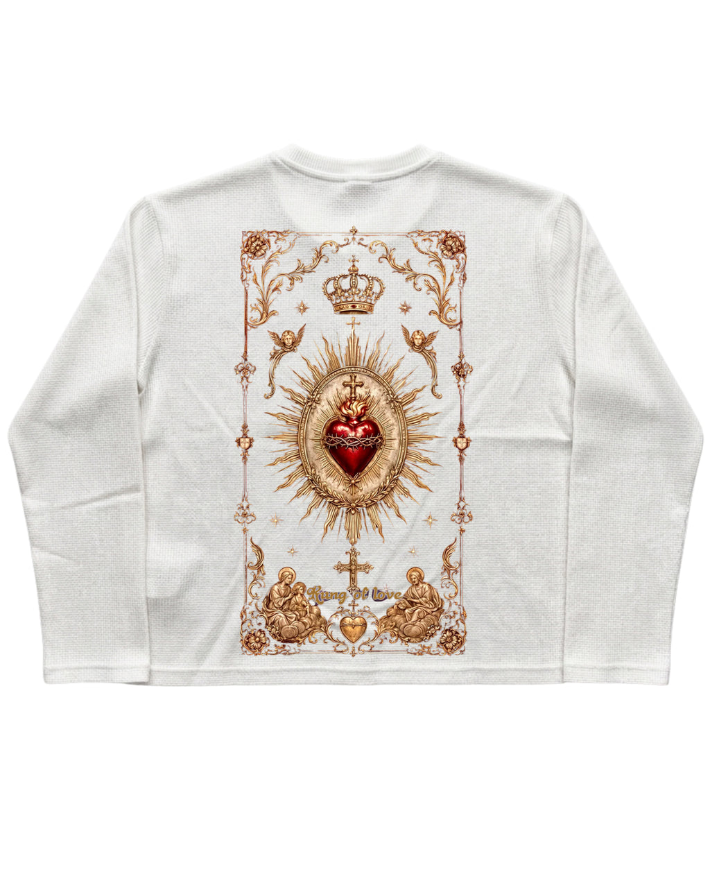 White Henley waffle knit Back Design