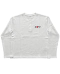 White Henley waffle knit Front Design