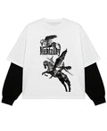 White With Black Sleeve Oversized Tee Front Design