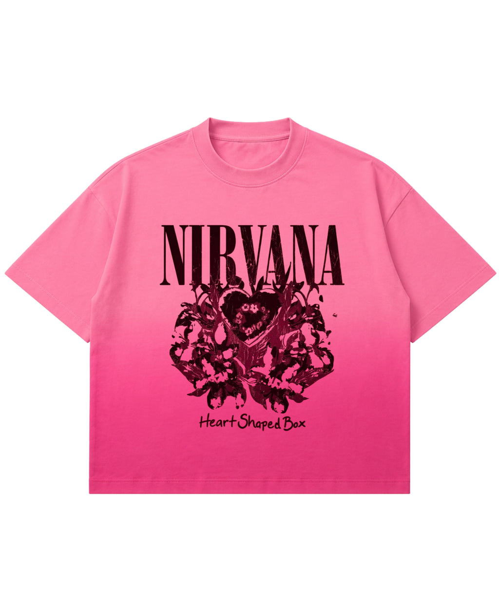 Pink Sunfade Ombré Wash Boxy Fit T-shirt Front Design