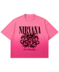 Pink Sunfade Ombré Wash Boxy Fit T-shirt Front Design