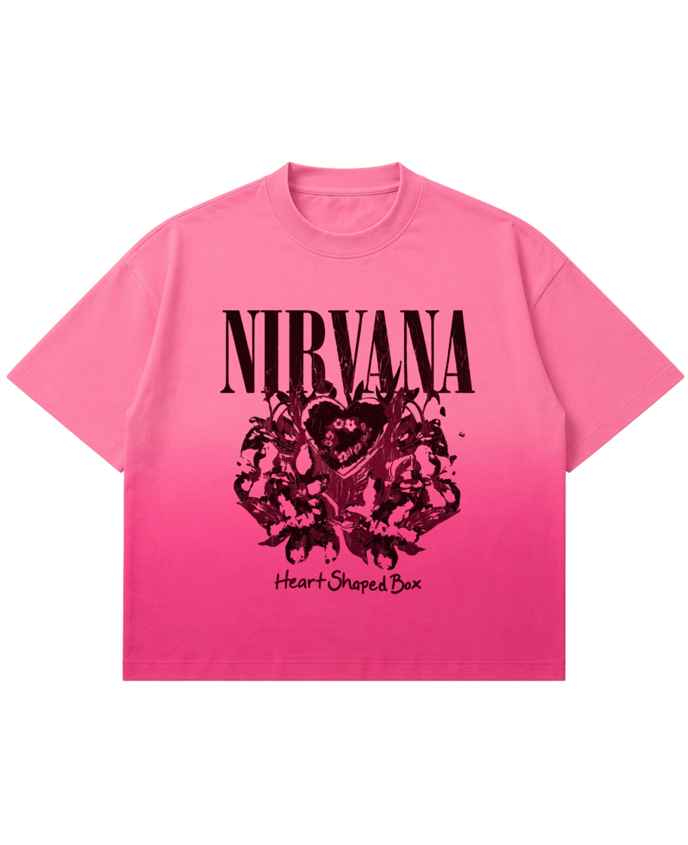Pink Sunfade Ombré Wash Boxy Fit T-shirt Front Design