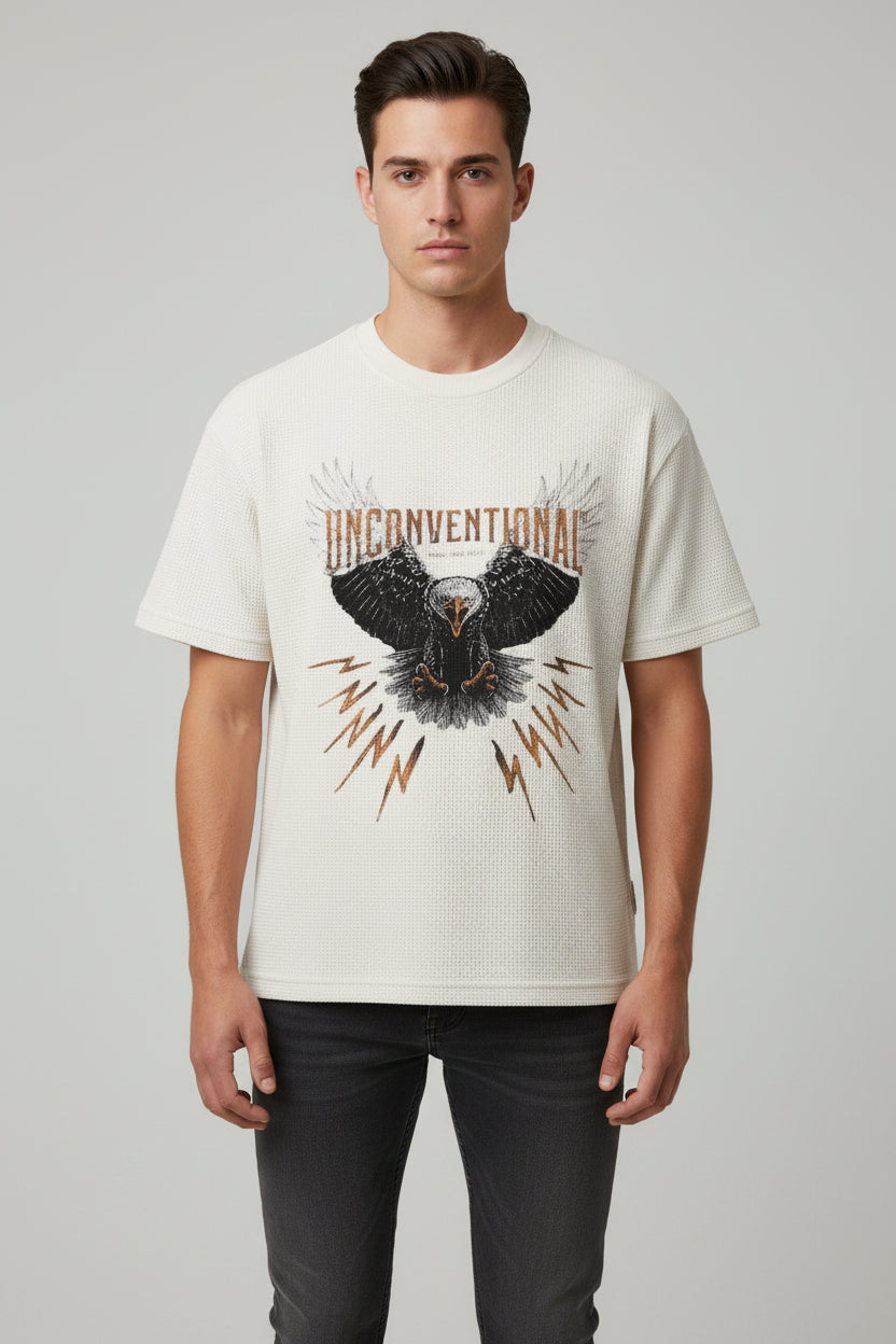 Off-white waffle boxy fit Front Design