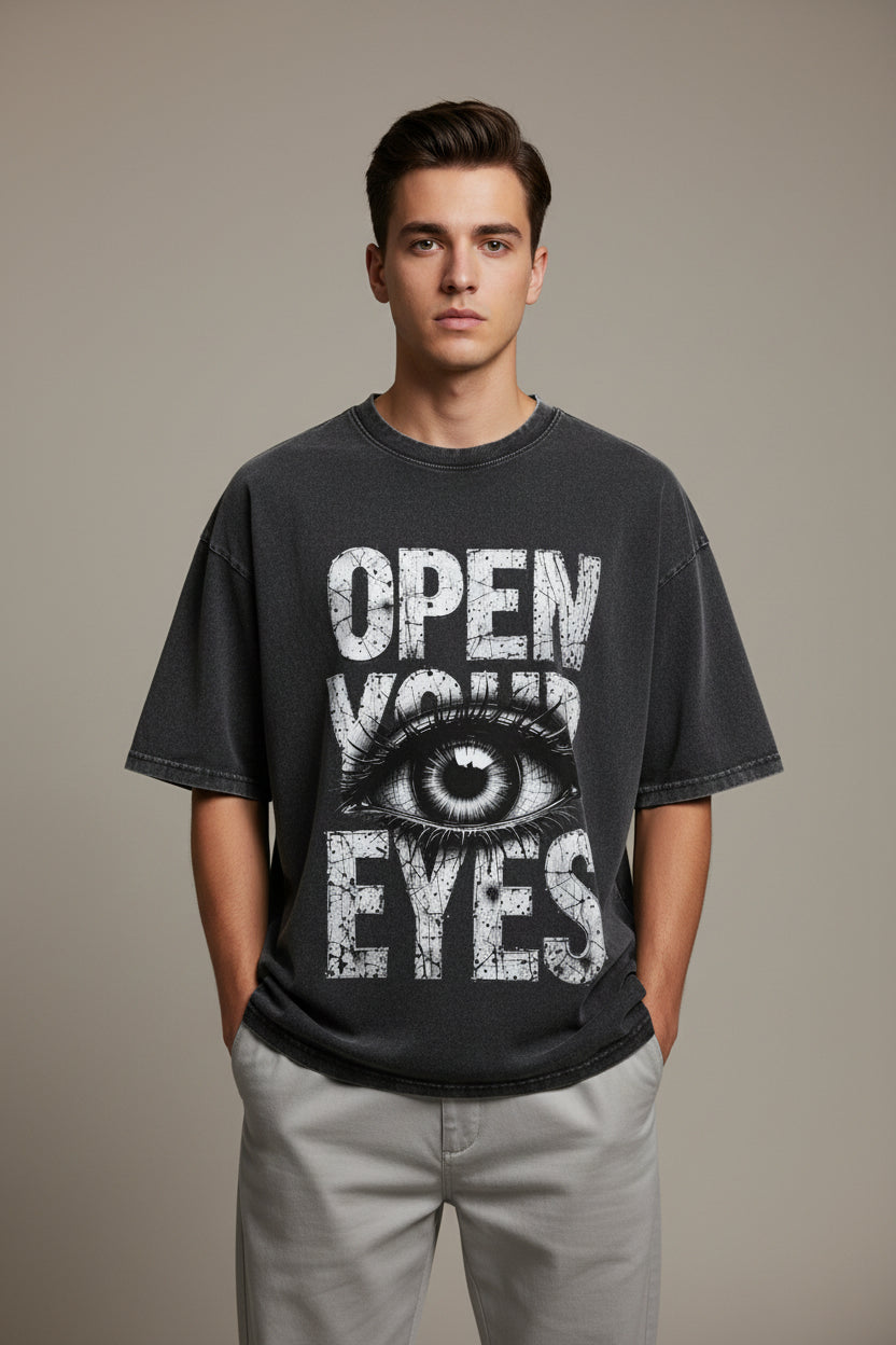 Vintage Fade Wash Oversized T-shirt Front Design