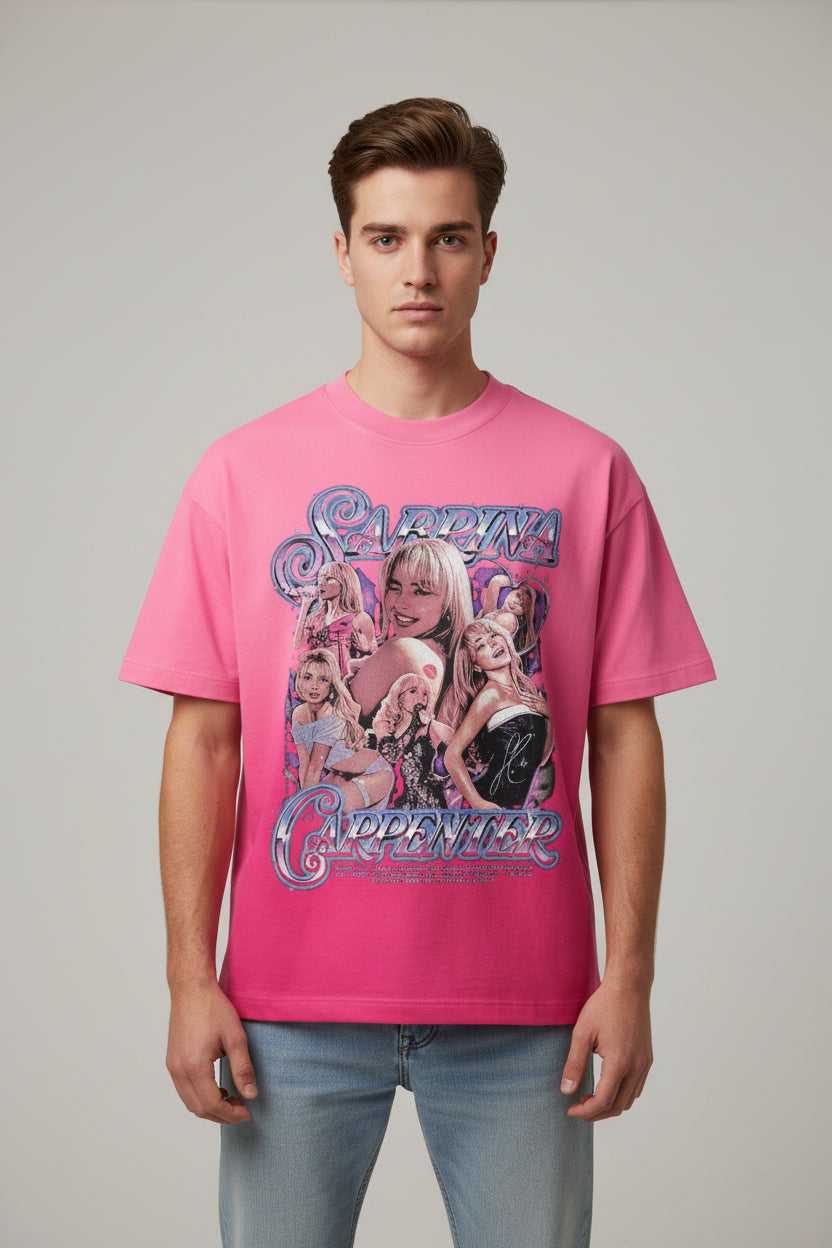 Pink Sunfade Ombré Wash Boxy Fit T-shirt Front Design