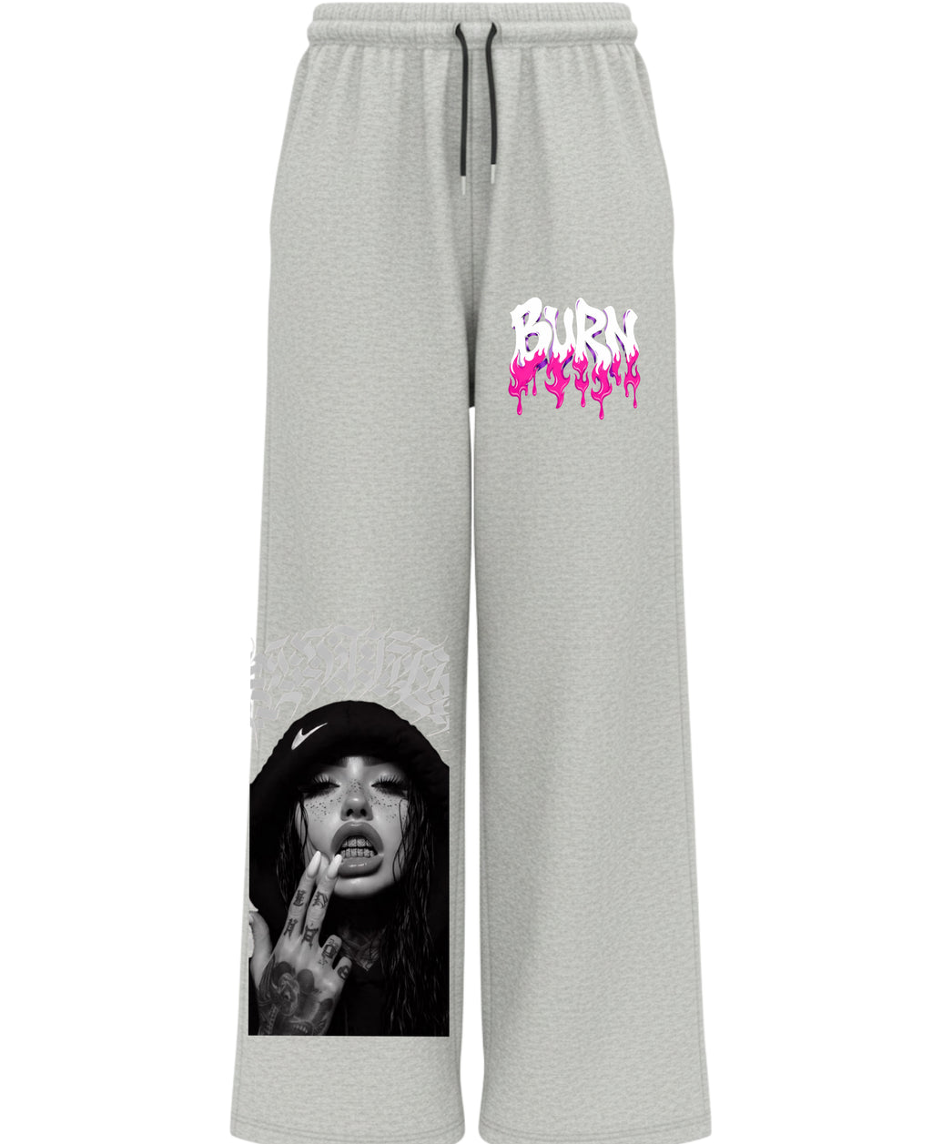 Grey Cotton Joggers Front Design