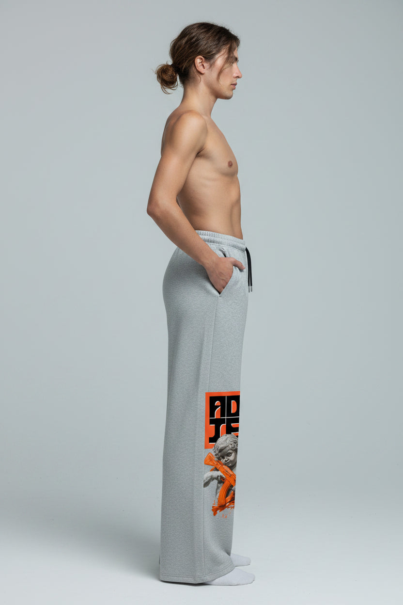 Grey Cotton Joggers Front Design