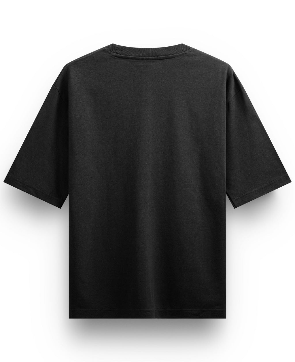 ZotRage black oversized t-shirt with a plain back view, featuring a relaxed fit and crew neckline.