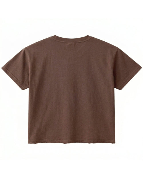 ZotRage brown boxy fit t-shirt in durable 240 GSM cotton with a textured waffle knit, back view.